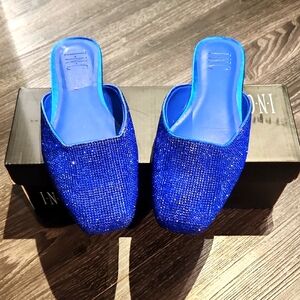 INC Internantional Concept Cobalt Blue Joslynf Crystal Mules